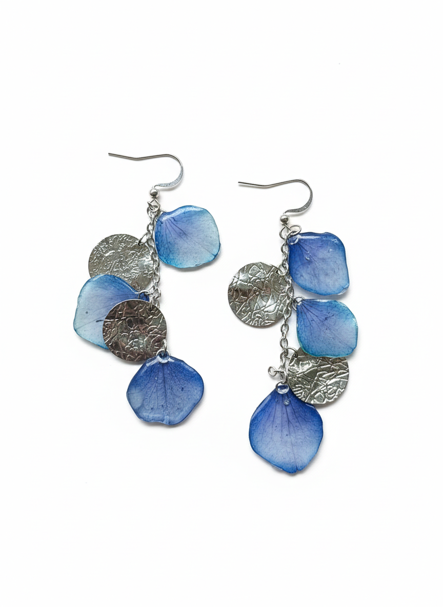 Blue Ginkgo Earrings