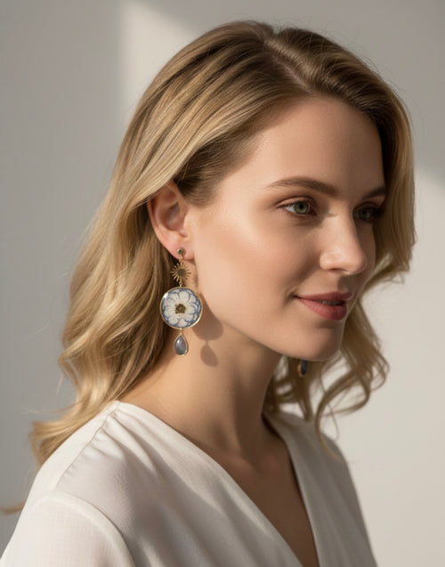 Azure Hibiscus Star Earrings