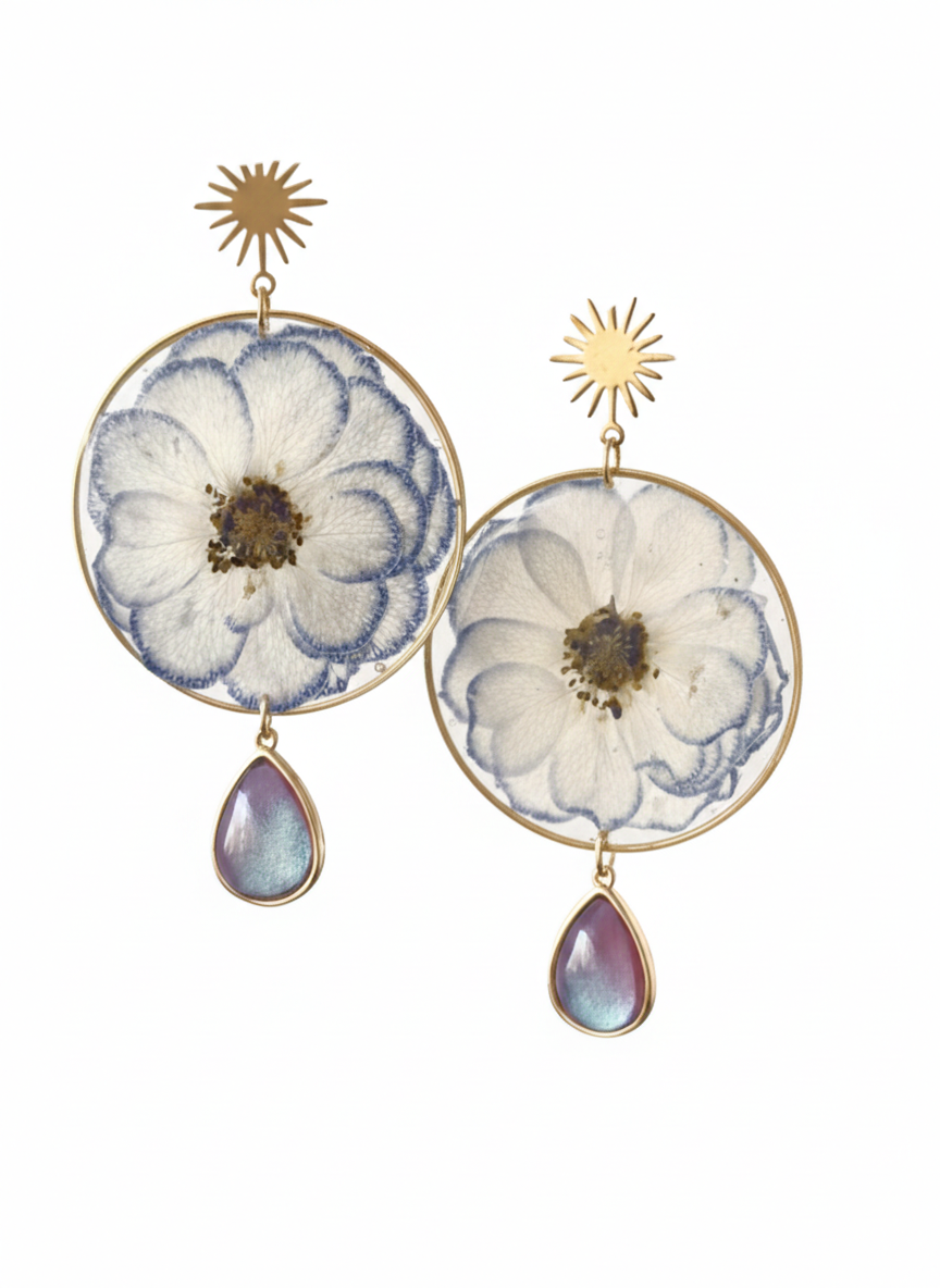 Azure Hibiscus Star Earrings