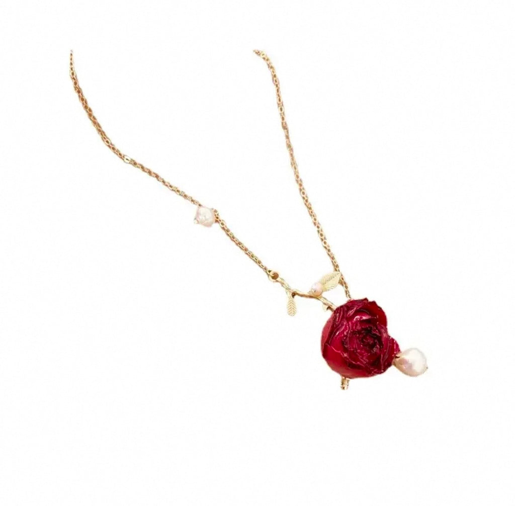 Botanical Rose Charm Necklace
