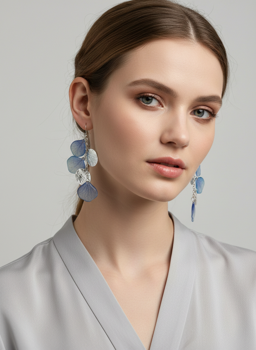 Blue Ginkgo Earrings