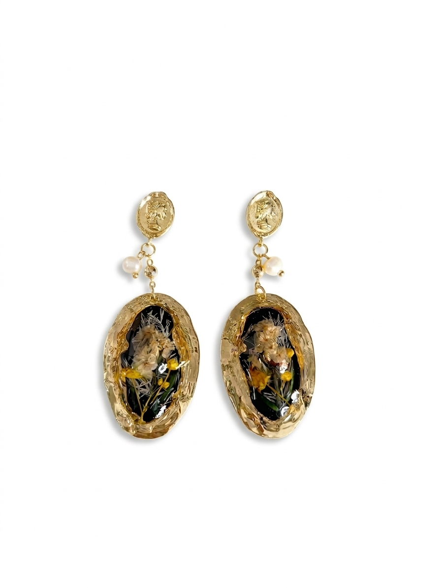 Golden Flora Earrings (Root Chakra)