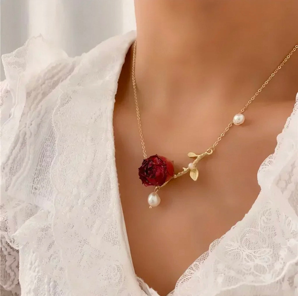 Botanical Rose Charm Necklace